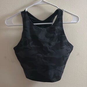 Athleta Black Camouflage High Neck Crop Top Medium